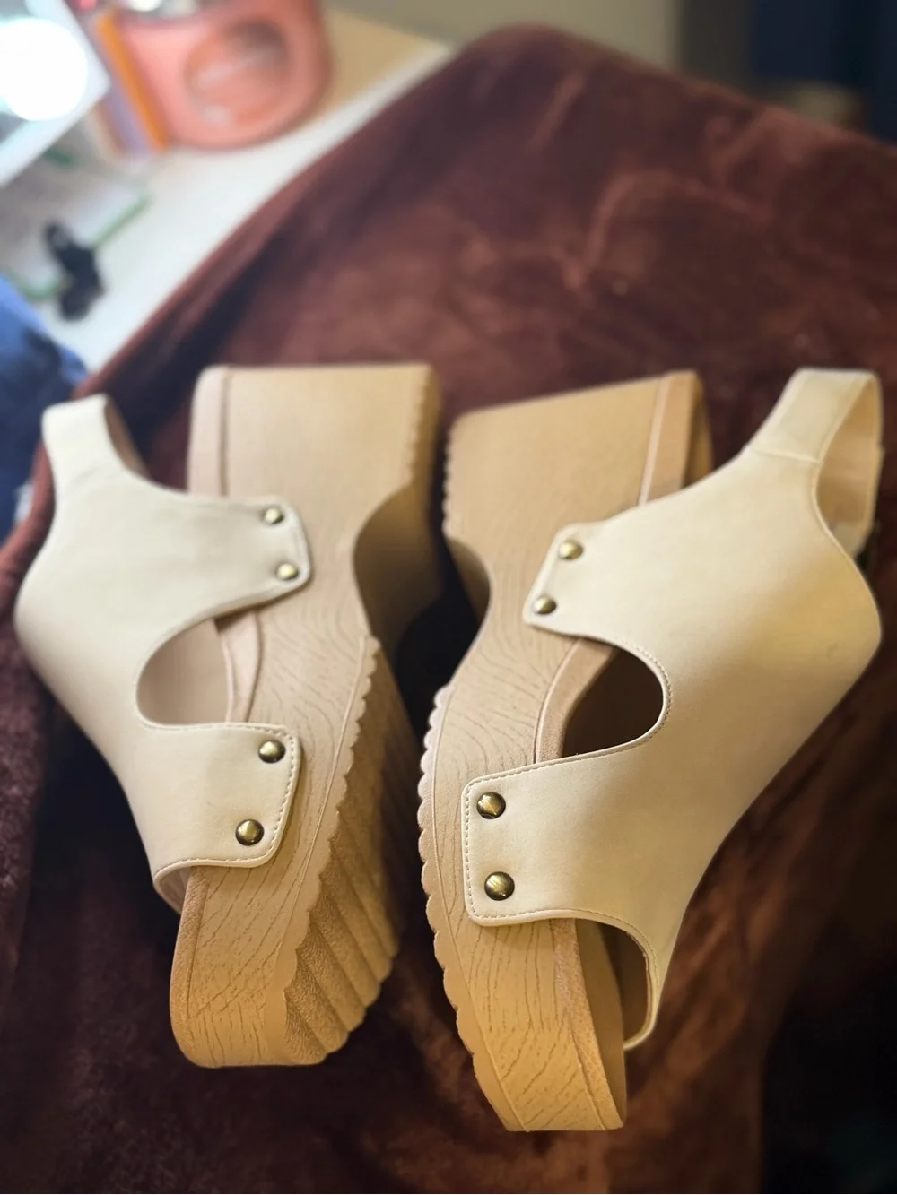 Dr. Scholl’s Women’s 10M EU 41 Beige Platform Wedge Sandals Slingback